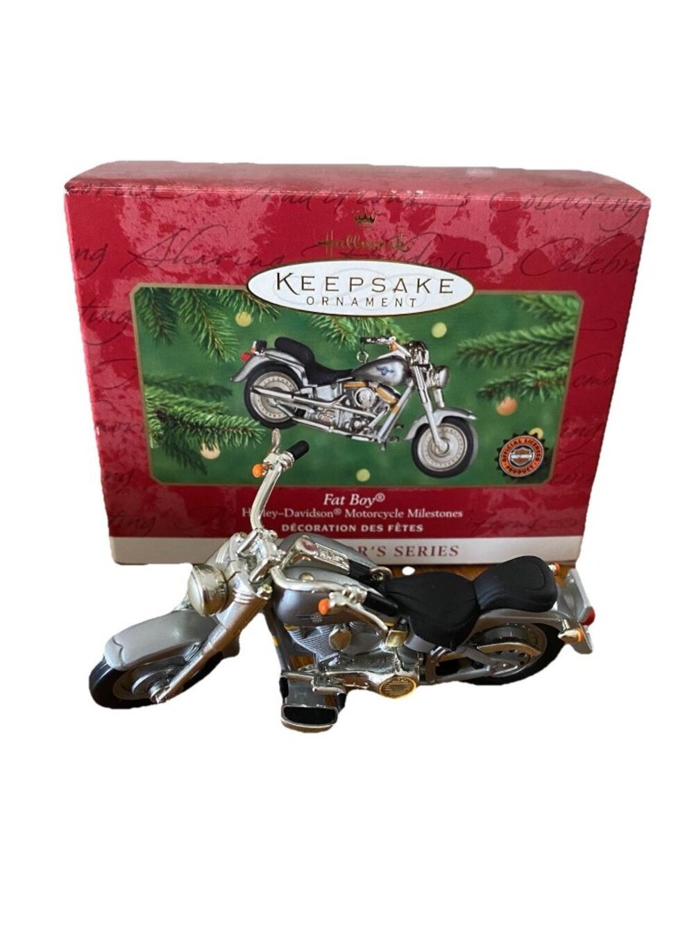 Hallmark Keepsake Ornament 2000 2nd Harley Davidson Fat Boy Motorcycle 4” Tall